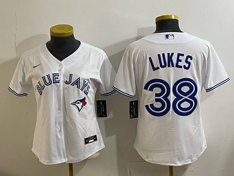 Women 2025 Nike Toronto Blue Jays #38 Lukes White Game MLB Jersey 05->women mlb jersey->Women Jersey